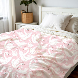 Schattigee Zwaan Princess Modern Elegant Roze Meis Fleece Deken
