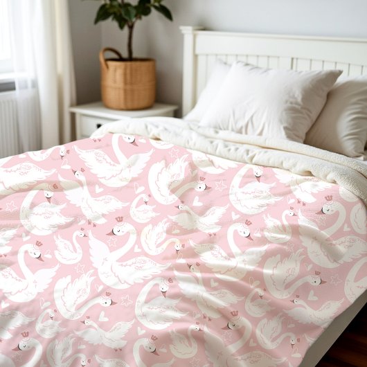 Schattigee Zwaan Princess Modern Elegant Roze Meis Fleece Deken