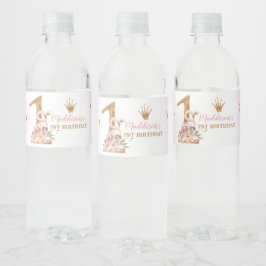 Schattigee Zwaan Prinses 1e Verjaardag Waterfles Etiket