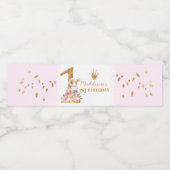 Schattigee Zwaan Prinses 1e Verjaardag Waterfles Etiket (Enkel label)