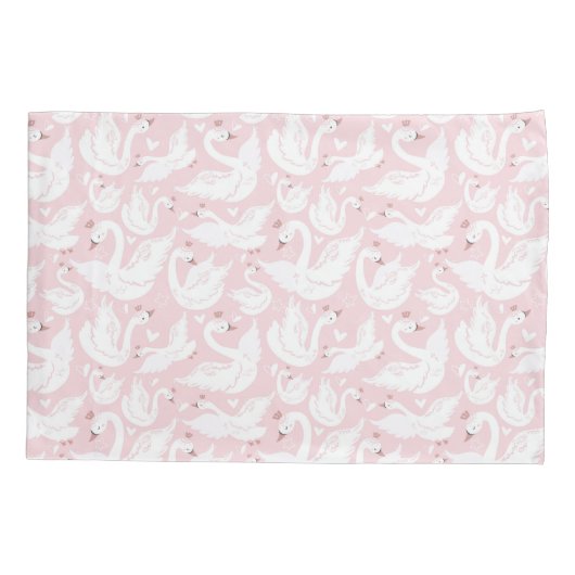 Schattigee Zwaan Prinses Patroon Roze Naam Monogra Kussensloop (Achterkant)