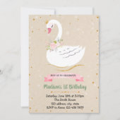 Schattigee zwaan verjaardagsfeestje Uitnodiging (Voorkant)