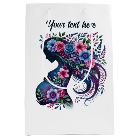 Schattigee zwangere moeder aanpasbaar medium cadeauzakje (Voorkant)