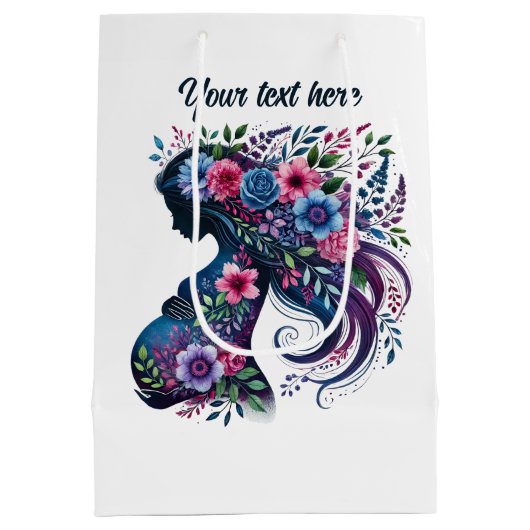 Schattigee zwangere moeder aanpasbaar medium cadeauzakje (Achterkant)