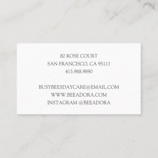 Schattigee zwangerschapskledingboetiek visitekaartje (Achterkant)