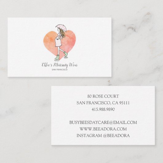 Schattigee zwangerschapskledingboetiek visitekaartje (Voorkant / Achterkant)