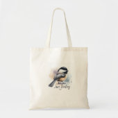 Schattigee Zwart & Beige WATERVERF 'Chickadee' Tote Bag (Voorkant)