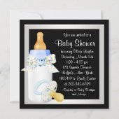 Schattigee zwart-blauwe babyjongensdouche kaart (Achterkant)