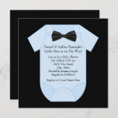 Schattigee zwart-blauwe babyjongensdouche kaart (Voorkant / Achterkant)