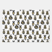 Schattigee zwart en gouden kerstpatronen inpakpapier vel (Voorkant 3)