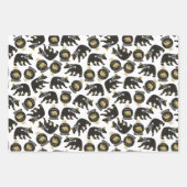 Schattigee zwart en gouden kerstpatronen inpakpapier vel (Voorkant)