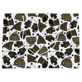 Schattigee zwart en gouden Petten en wanten kerst Groot Cadeauzakje