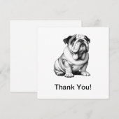 Schattigee zwart-wit bulldog schets bedankkaart (Voorkant / Achterkant)