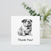 Schattigee zwart-wit bulldog schets bedankkaart (Staand voorkant)