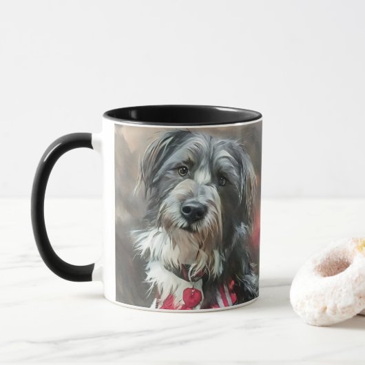 Schattigee zwart-wit Doodle Dog Mok (Met donut)