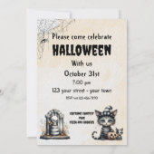 Schattigee zwart-wit gestreepte Halloween Ghost Ca Kaart (Achterkant)