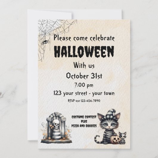 Schattigee zwart-wit gestreepte Halloween Ghost Ca Kaart (Achterkant)