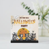 Schattigee Zwart Wit Gestreepte Halloween Ghost Ki Kaart (Staand voorkant)