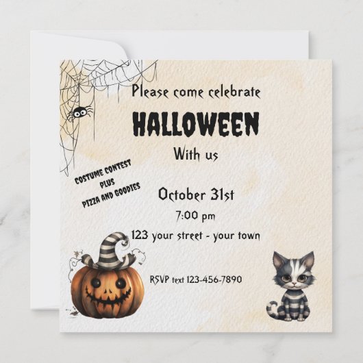 Schattigee zwart-wit gestreepte Halloween Kitten Kaart (Achterkant)