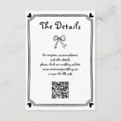 Schattigee Zwart-wit Hand getrokken krabbel bruilo Informatiekaartje (Voorkant)