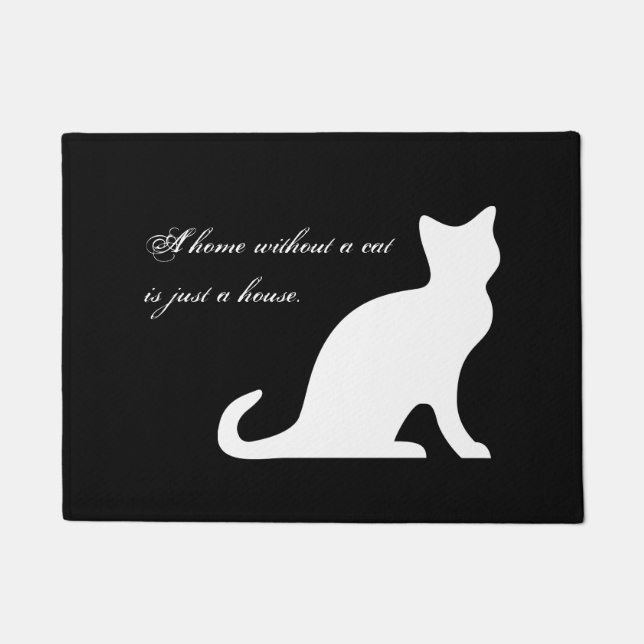 Schattigee zwart-wit kattendeurmat met grappige qu deurmat (Voorkant)