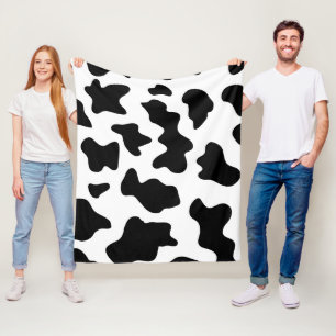 Schattigee zwart-wit koe print boerderij dierencrè fleece deken