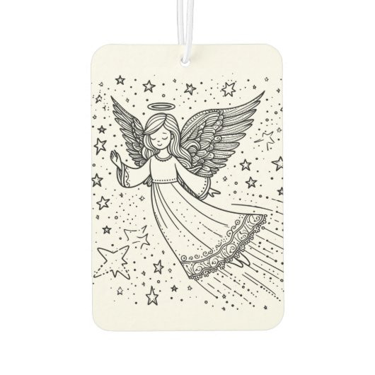 Schattigee zwart-wit kunst beschermengel luchtverfrisser (Achterkant)