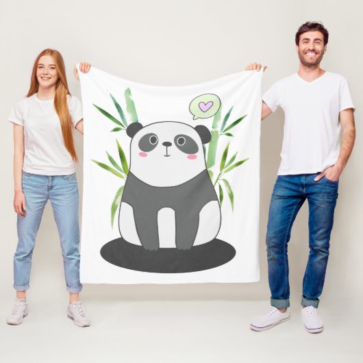 Schattigee Zwart-wit Panda Beer Illustratie Fleece Deken (In situ)