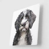 SCHATTIGEE ZWART-WIT PORTUGESE WATERHOND VIERKANTE KLOK (Hoek)