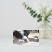 Schattigee zwart-wit puppy vervangbare foto visitekaartje (Staand voorkant)