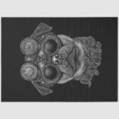 Schattigee Zwart & Wit Steampunk Pug T6 Decoupage Tissuepapier (Voorkant)