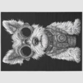 Schattigee zwart-wit Steampunk Westie T7 Decoupage Tissuepapier (Voorkant)