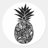 Schattigee zwart-witte ananas Sticker (Voorkant)