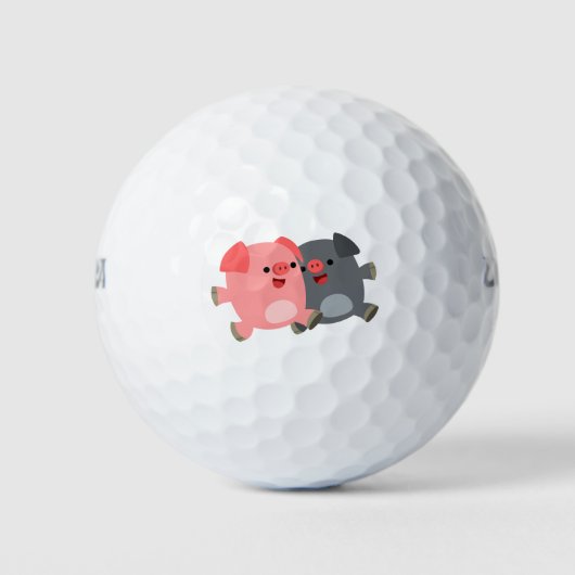 Schattigee zwart-witte Cartoon Varkens Golfballen (Voorkant)