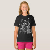Schattigee zwart witte doodle bloemenwilde bloemen t-shirt (Voorkant volledig)