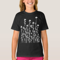 Schattigee zwart witte doodle bloemenwilde bloemen
