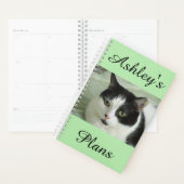 Schattigee zwart-witte kat gepersonaliseerd planner (Display)