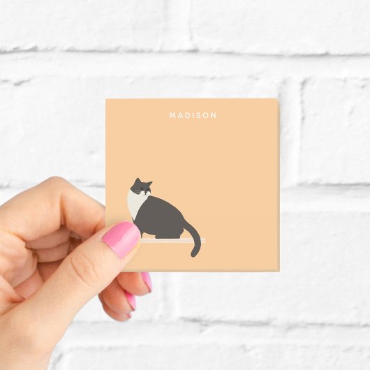 Schattigee zwart-witte kattennotities met naam post-it® notes