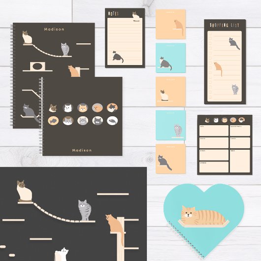 Schattigee zwart-witte kattennotities met naam post-it® notes