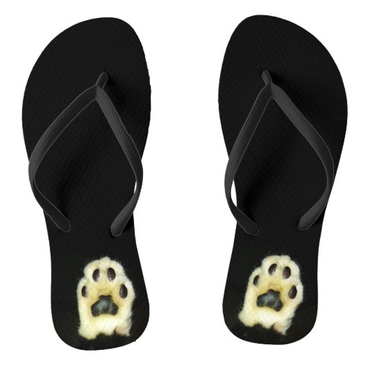 Schattigee zwart-witte kattenpoten teenslippers (Voetbed)