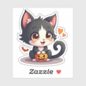 Schattigee zwart-witte kitten - Spooky Sticker (Vel)