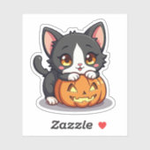 Schattigee zwart-witte kitten - Spooky Sticker (Vel)
