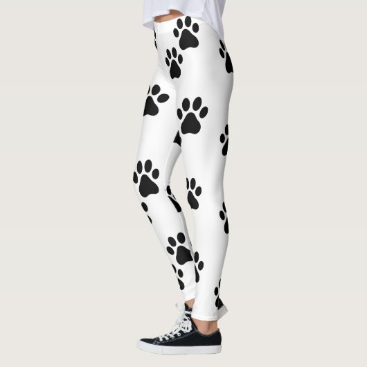 Schattigee zwart witte Paw Prints Leggings (Links)