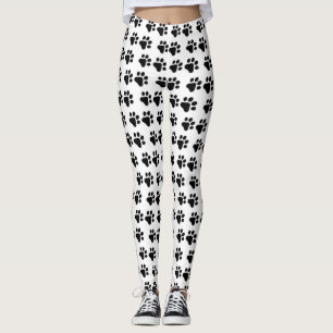 Schattigee zwart witte Paw Prints Leggings