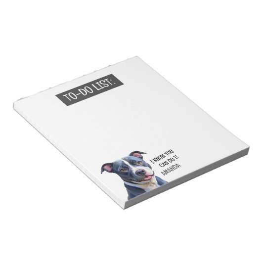 Schattigee zwart-witte pitbull om te doen lijst notitieblok (Schuin)