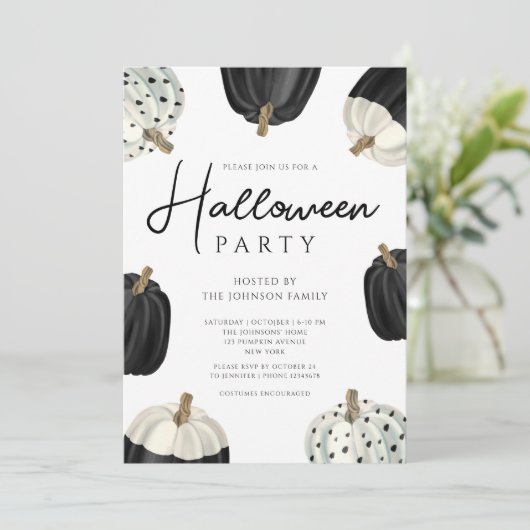 Schattigee zwart-witte pompoenen Halloween Kaart (Staand voorkant)