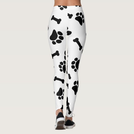 Schattigee zwart-witte pootafdrukken leggings (Achterkant)