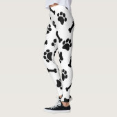Schattigee zwart-witte pootafdrukken leggings (Links)
