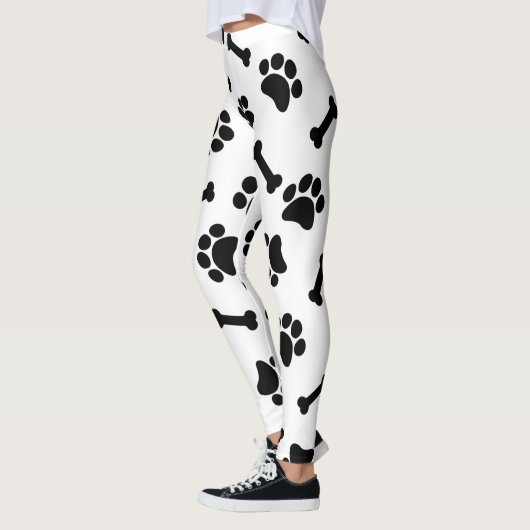 Schattigee zwart-witte pootafdrukken leggings (Links)