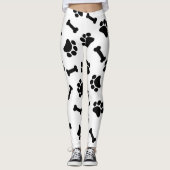 Schattigee zwart-witte pootafdrukken leggings (Voorkant)